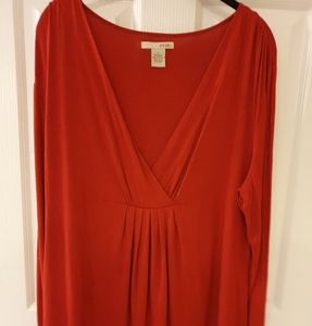 Dark Red Shirt VNeck Empire Waist XL by Evie.